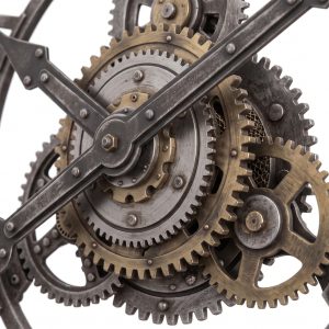 Metal Wall Clock Gears Closeup
