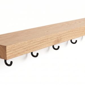 Wooden Wall Shelf with Hooks